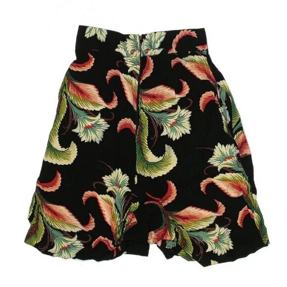 *3 FOR $9* High Waisted Rise Flowy Hawaiian Print Dark Wide Leg Bermuda Shorts - Picture 2 of 2